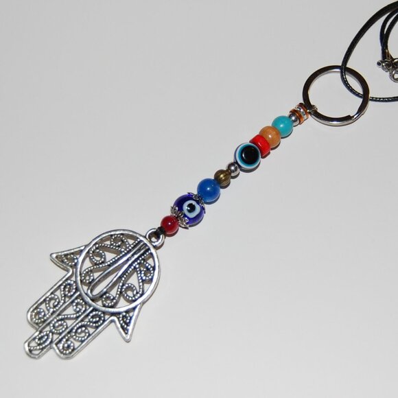 Hamsa Hand keychain,Evil Eye Wall Decor,Car Hanging Ornament,Fatima Hand Gift - Picture 1 of 2
